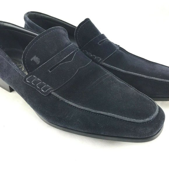 $645 TODS Mens Suede Penny Loafers Navy Blue Slip - Picture 12 of 12
